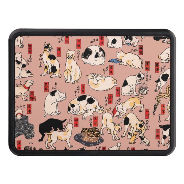 japanese cats Ukiyo-e Funny kitty Trailer Hitch Cover (Front)