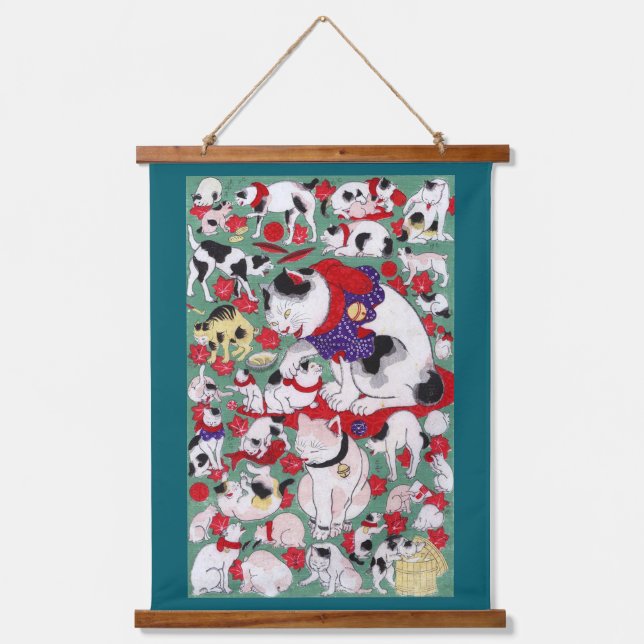 Japanese Cats, Ukiyo-e Hanging Tapestry (Front)