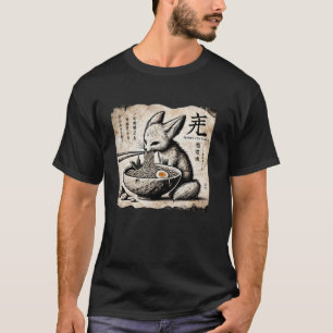 Japanese Cave Art Wildlife Noodle Lover Fennec Fox T-Shirt