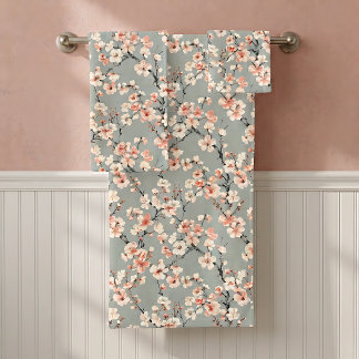 Japanese Cherry Blossom Bath Towels