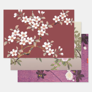 Japanese Cherry Blossom Design Wrapping Paper Sheet