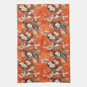 Japanese Cherry Blossom Fan Pattern (1) Kitchen Towel