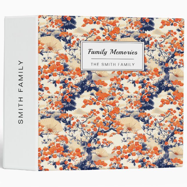 Japanese Cherry Blossom Fan Pattern (2) Binder (Front/Spine)