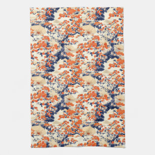 Japanese Cherry Blossom Fan Pattern (2) Kitchen Towel