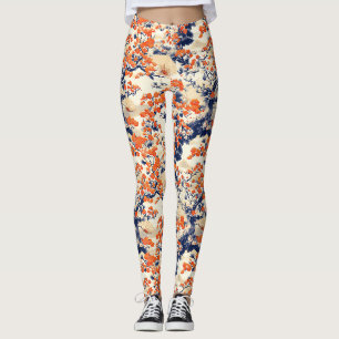 Japanese Cherry Blossom Fan Pattern (2) Leggings