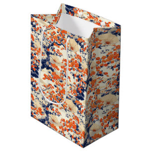 Japanese Cherry Blossom Fan Pattern (2) Medium Gift Bag