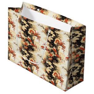 Japanese Cherry Blossom Fan Pattern (3) Large Gift Bag