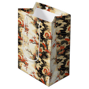 Japanese Cherry Blossom Fan Pattern (3) Medium Gift Bag