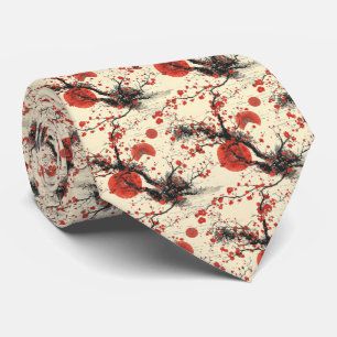 Japanese Cherry Blossom Fan Pattern (4) Tie