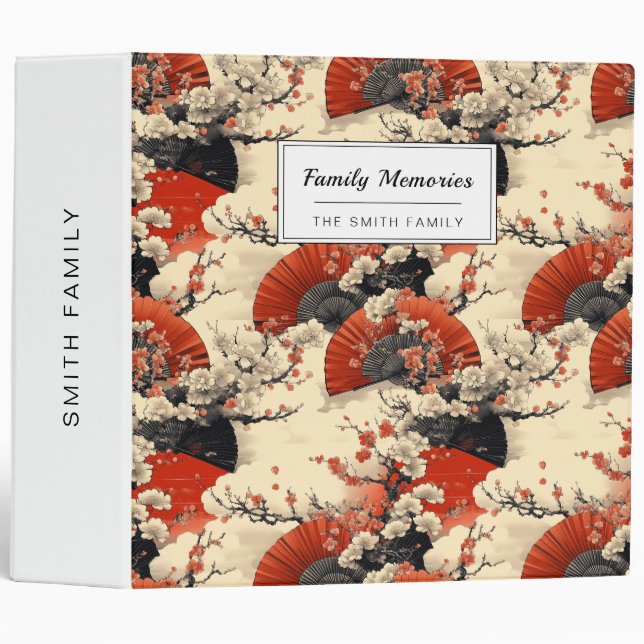 Japanese Cherry Blossom Fan Pattern (5) Binder (Front/Spine)