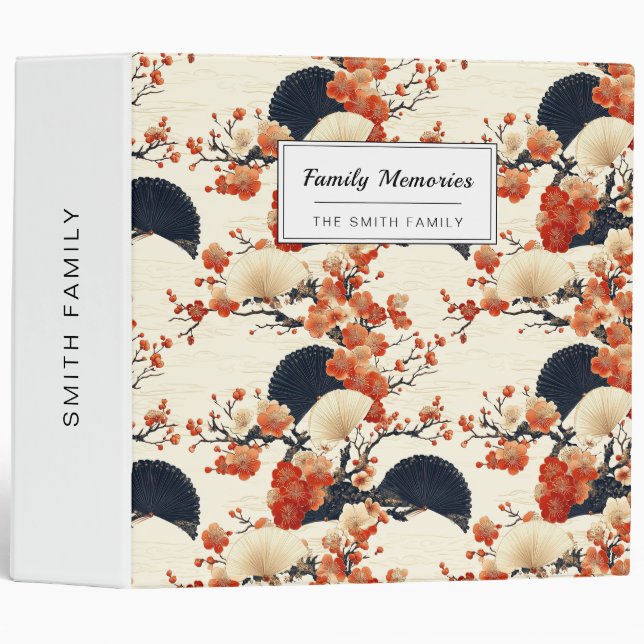 Japanese Cherry Blossom Fan Pattern (6) Binder (Front/Spine)