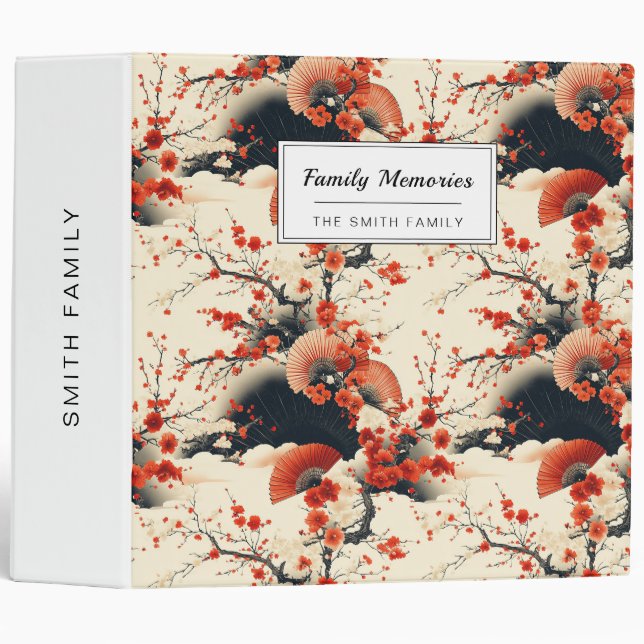 Japanese Cherry Blossom Fan Pattern (7) Binder (Front/Spine)