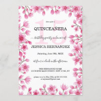 Japanese Cherry Blossom Floral Border Quinceañera
