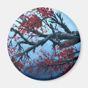 japanese cherry blossom flower tree oriental art magnet