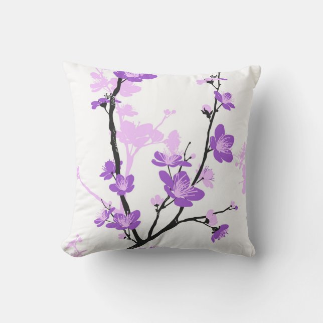 Japanese cherry blossom, gentle pink flower,girly, throw pillow (Front)