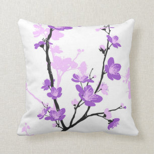 Japanese cherry blossom, gentle pink flower,girly, throw pillow