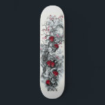 Japanese Cherry Blossom Moon Rose Skull Skateboard<br><div class="desc">Japanese Cherry Blossom Moon Rose Skull Skateboard Deck by RONIN Skate Decks.</div>