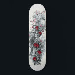 Japanese Cherry Blossom Moon Rose Skull Skateboard<br><div class="desc">Japanese Cherry Blossom Moon Rose Skull Skateboard Deck by RONIN Skate Decks.</div>