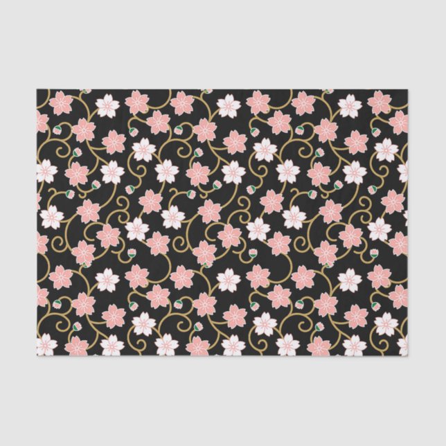 Japanese Cherry Blossom Pattern Tissue Paper (Front)