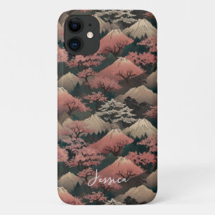 Japanese Cherry Blossom Personalize Name iPhone 11 Case