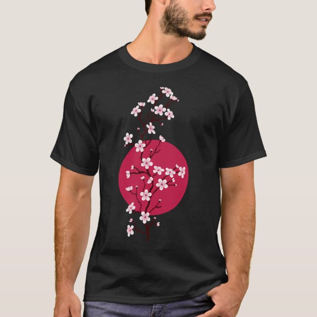 Japanese Cherry Blossom Sunset T-Shirt (Front)