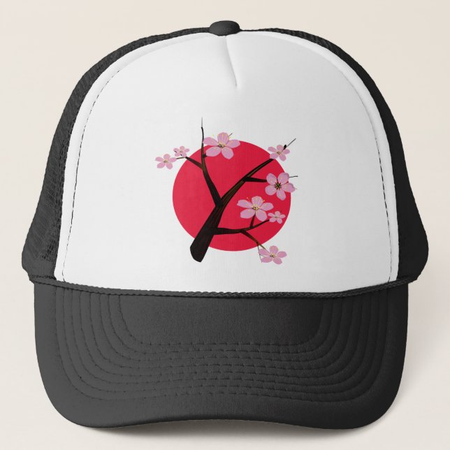 Japanese Cherry Blossom Tattoo Trucker Hat (Front)