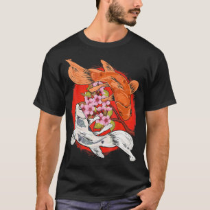 Japanese Cherry Blossom Tree Koi Fish Yin Yang Men T-Shirt