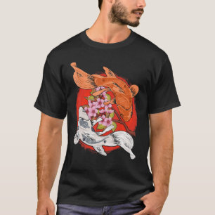 Japanese Cherry Blossom Tree Koi Fish Yin Yang T-Shirt