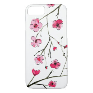 Japanese Cherry Blossom, Watercolor, Outlines Case-Mate iPhone Case