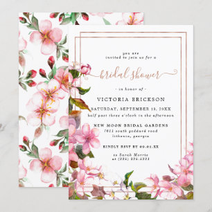 Japanese Cherry Blossoms   Floral Bridal Shower Invitation
