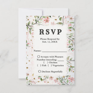 Japanese Cherry Blossoms Flowers Wedding RSVP Card