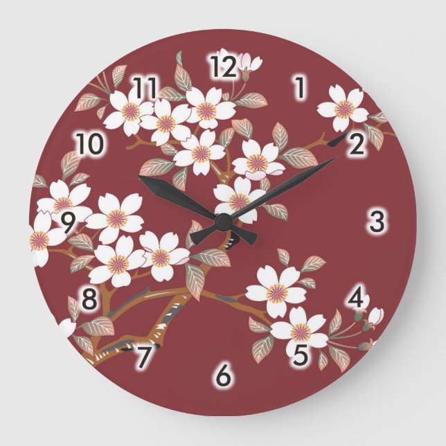 Japanese Cherry Blossoms Large Clock (Front)