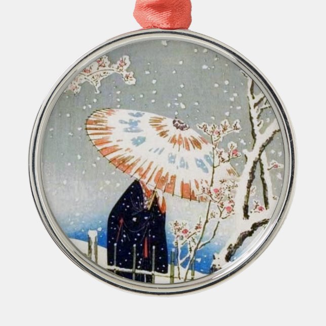 Japanese Cherry Blossoms Metal Ornament (Front)