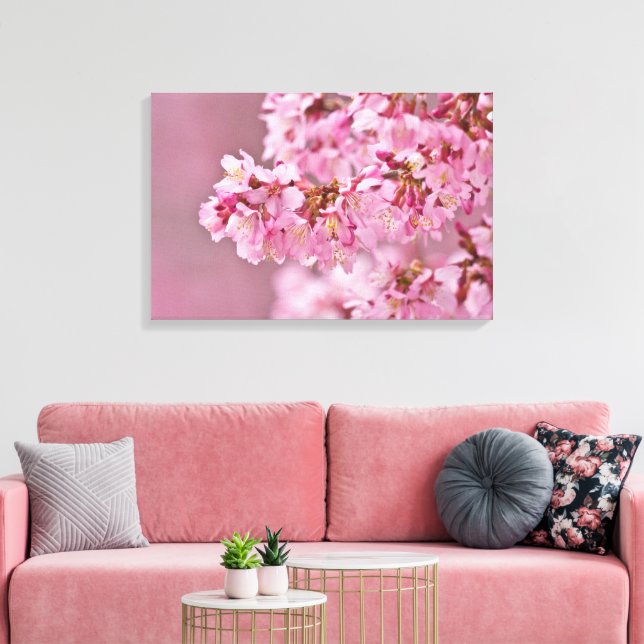 Japanese Cherry Blossoms Out On A Limb Poster Canvas Print (Insitu(LivingRoom))