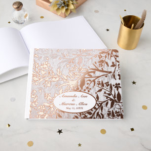 Japanese Cherry Blossoms Rose Gold Foil Wedding Guest Book
