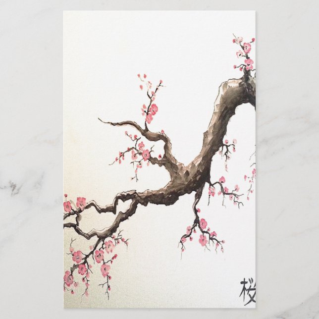 Japanese Cherry Blossoms Stationery (Front)