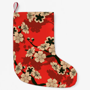 Japanese Cherry Branch: Stylish Small Christmas Stocking