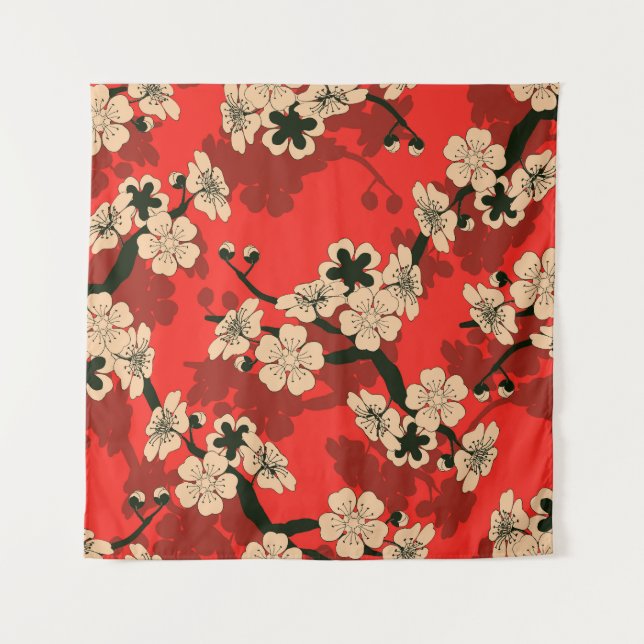 Japanese Cherry Branch: Stylish Tapestry (Front)