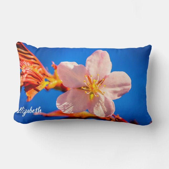 Japanese Cherry Sakura Flower Lumbar Pillow (Front)