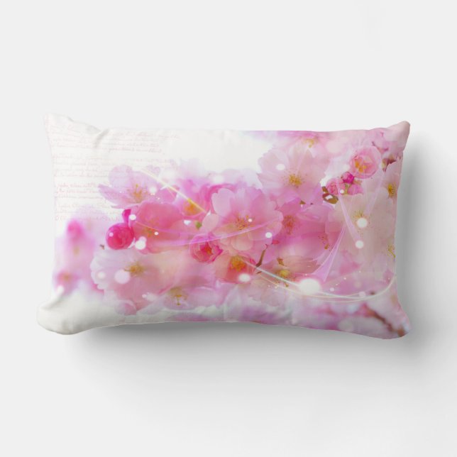 Japanese Cherry Tree with Pastel Pink Blossoms Lumbar Pillow (Front)