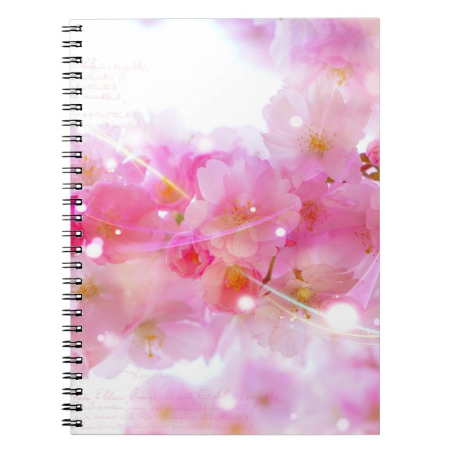 Japanese Cherry Tree with Pastel Pink Blossoms Notebook (Front)