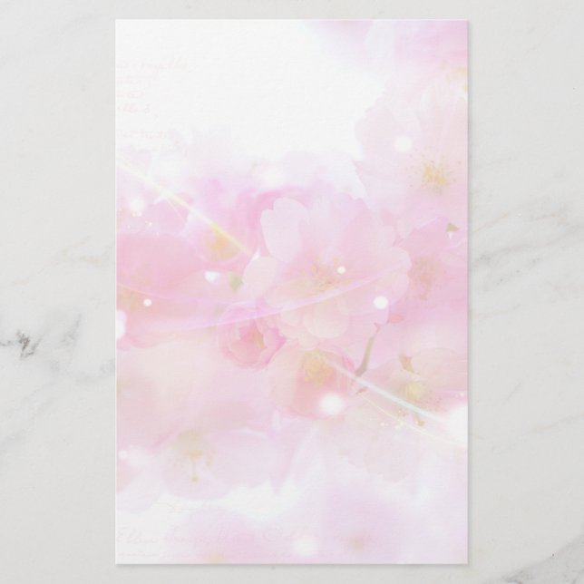 Japanese Cherry Tree with Pastel Pink Blossoms Stationery (Front)