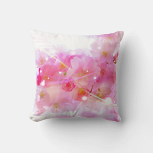 Japanese Cherry Tree with Pastel Pink Blossoms Throw Pillow