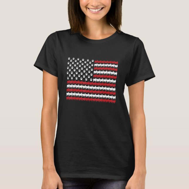 Japanese Chin 4th Of July Dog Paw Print T-Shirt (Front)