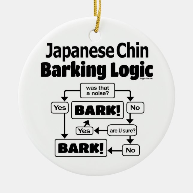 Japanese Chin Barking Logic Ceramic Ornament (Front)