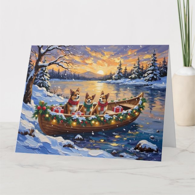 Japanese Chin Christmas Boat Holiday Card (Front)