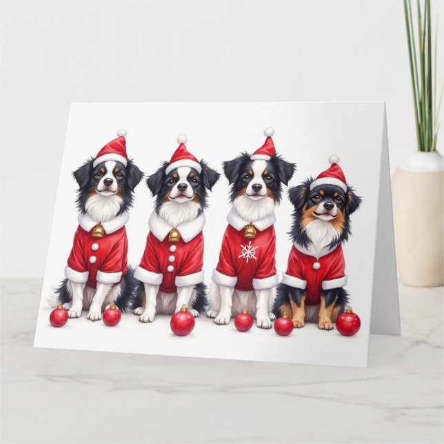 Japanese Chin Christmas Dress Santa Hat Card (Front)