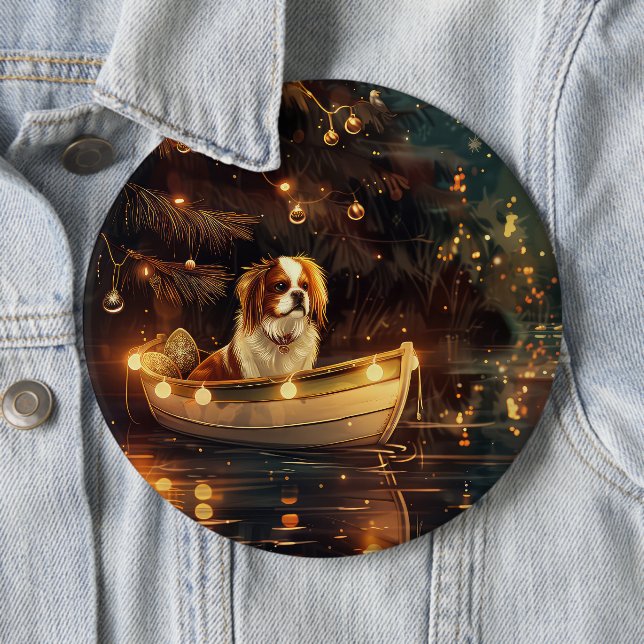 Japanese Chin Christmas Festive Voyage  6 Inch Round Button (In Situ)