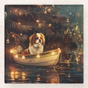 Japanese Chin Christmas Festive Voyage  Glass Coaster