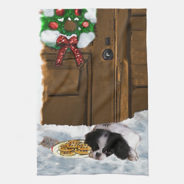 Japanese Chin Christmas Kitchen Towel (Vertical)